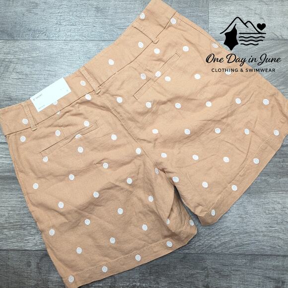 Loft 6" Linen Mid Rise Polka Dot Shorts Size 0 - Picture 7 of 7